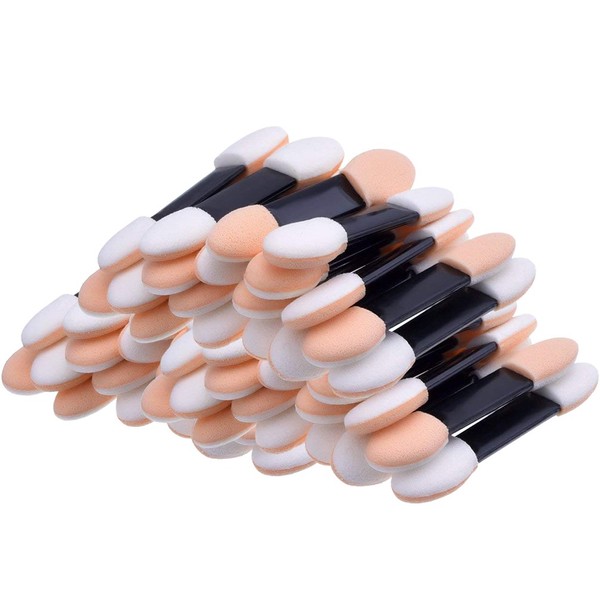 KINGMAS 100 Pcs Disposable Double Ended Sponge Brush EyeShadow Applicator