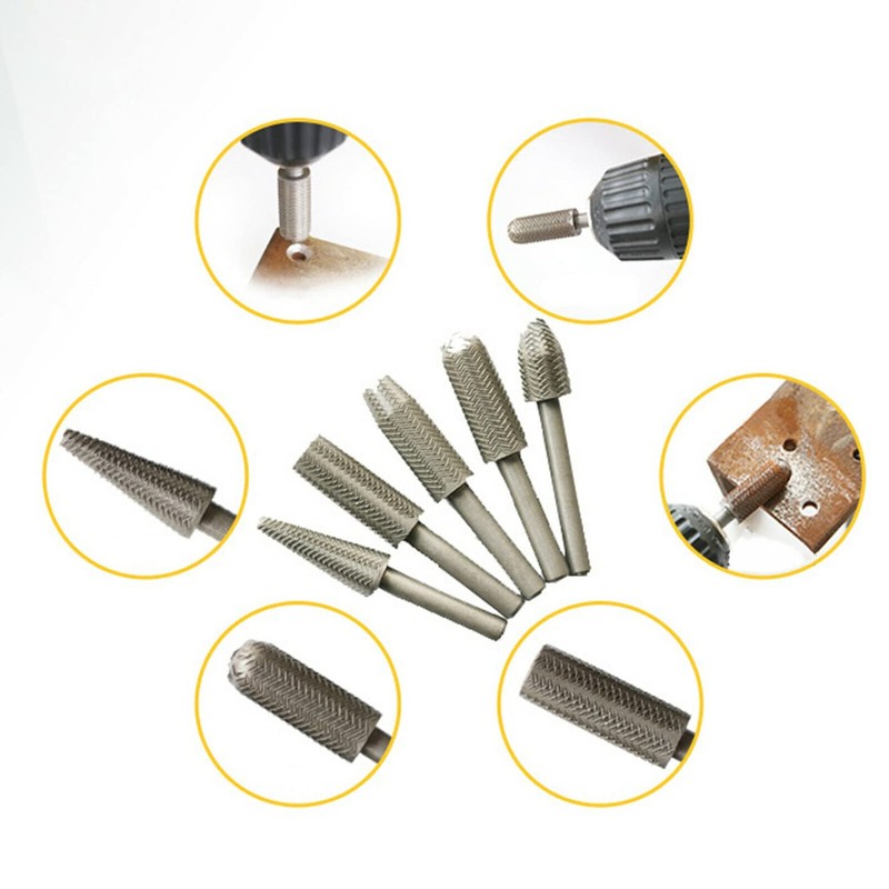 5pcs Electric Rotary Rasp Embossed Steel Metal File Grinding Head