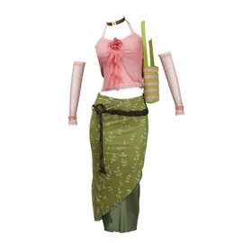 Cosplay.fm Women’s Floral 2 Piece Outfit Knitted Cami Top and Irregular Skirt with Gloves Bag and Earmuffs (Pink, XL)