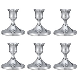 Candle Holders, 6 Pcs Silver Candlestick Holders Set, Silver