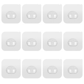 Lsnisni 12 Pack Clear Plastic Shower Caddy Adhesive Hooks, Strong Adhesive, Waterproof, No Drilling, 12 Count, Modern Style, Suitable for Bathroom and Kitchen