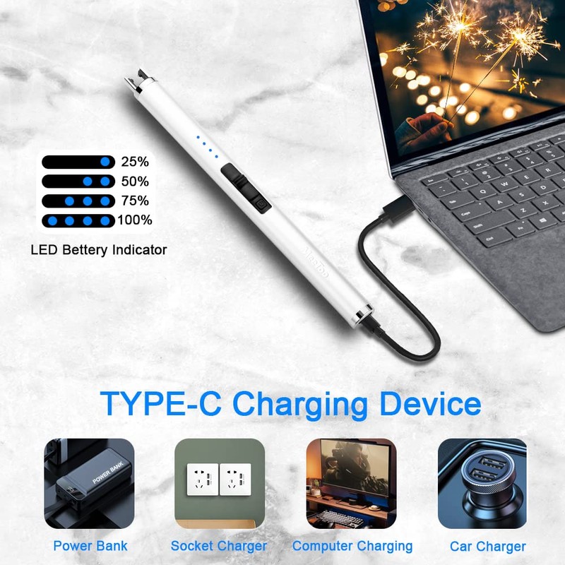 MeeToo Candle Lighter Electric Lighter Rechargeable USB Type-C Lighters for