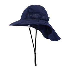 MASOCIO Boys Girls Sun Hat Toddler Kids Baby Summer Bucket Hats Cap Boy 7 8 9 10 11 Adjustable Chin Strap Age 6-12 Years Navy Blue