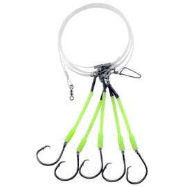 Dr.Fish 2 Pack Deep Drop Snapper Rig 6ft Bottom Fishing Rig, 5 Circle Hooks with Glow Sleeves Leader Rigging Deep Drop Fishing for Halibut, Grouper, Snapper Saltwater