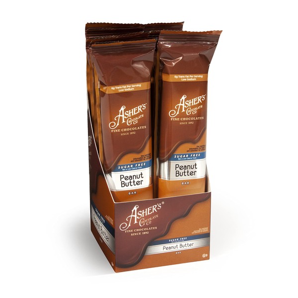 Asher's Chocolates, Sugar Free Chocolate Bars, Small Batches of Kosher Chocolate, Family Owned Since 1892, Keto Chocolate (12 Bars, Peanut Butter)
