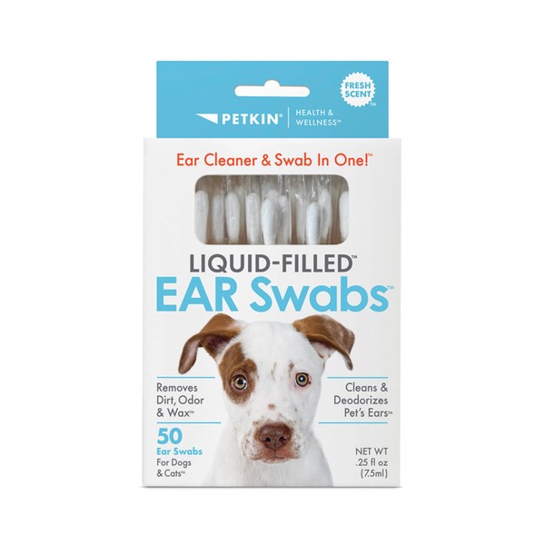 Petkin Liquid-Filled Ear Swabs - 50 Swabs - Fresh Scent