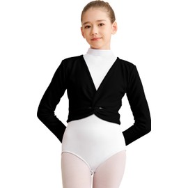 BAKPH Girls Ballet Wrap Tops Long Sleeve Dance Shrug Sweater, Velvet Inner(XW824-06-L)