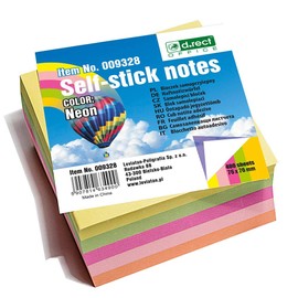 D.RECT | Notepad Sticker | Compact Sticker Notepad | 76x76mm 400 Sheets | to Stick On The Fridge, The Wall | Super Sticky Notes | Neon Colors