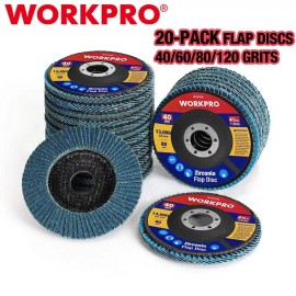WORKPRO 20PCS Flap Disc 4-1/2" Arbor Size 7/8" T29 Zirconia Abrasive Wheel Discs