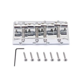 Metallor - Puente de bajo de 4 cuerdas de cola dura fijo de carga superior compatible con guitarras de bajo de precisión de jazz, chapado en cromo.