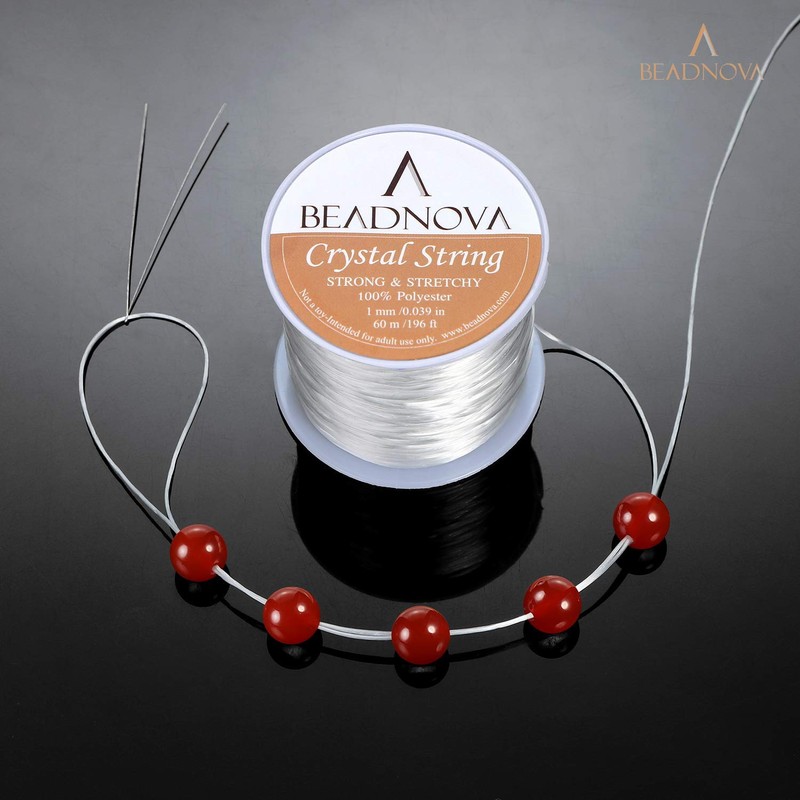 BEADNOVA 1mm Elastic Stretch Crystal String Cord for Jewelry Making