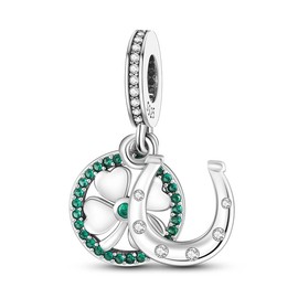 Pandach Women's Charm Pendant for Bracelet, 925 Sterling Silver Charms Beads Fits Bracelet and Necklace, Compatible with European Bracelets for Women Girls C11, Sterling Silver, Cubic Zirconia
