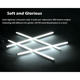 Cefrank Cefrank V-Shape Under Cabinet Lighting Kit - 4pcs Sleeker 30cm Dimmable LED Light Bars for Showcase Shelf Seamless Illumination - 1200lm, 12W - Pure White (6000K)