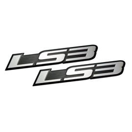 ERPART LS3 Embossed Silver on Black Real Aluminum Auto Emblem Badge Nameplate Compatible with GM General Motors Performance Chevy Corvette Camaro SS Pontiac G8 GXP Holden (Pack of 2)