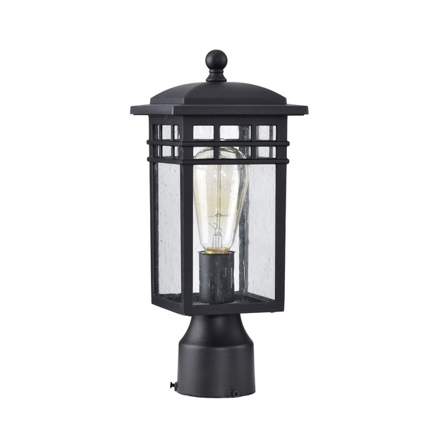Bestshared Outdoor Post Lights Fixture, Exterior Pillar Lights, Outdoor Post Lantern, Porch Pole Lights in Black Finish with Seeded Glass
