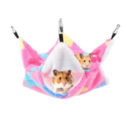 Small Pet Cage Hammock, kolatree - Warm Hammock, Bunkbed Sugar Glider Hammock, Hamster Guinea Pig Cage Accessories Bedding, Warm Hammock for golden bears, puppies, Parrot Ferret Squirrel, Hamster,Rat Playing Sleeping (Starfish Pink, Small-20x20 cm)