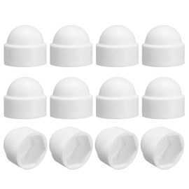 sourcing map 12Pcs Hex Nut Cover, M12x19x23mm Plastic Dome Nut Protection Cap Hex Screws Bolt Covers for Indoor Outdoor Furniture Automotive Bolts Decoration, White