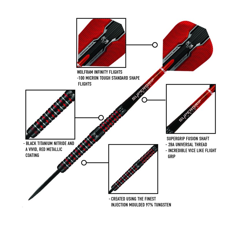 Harrows Wolfram Infinity Steel Tip Tungsten Darts Set 21g, 22g,