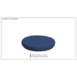 TK Classics Cover for Round Ottoman Cushions 6 inches thick in Navy (Cushions Not Included)