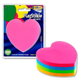 Premier Stationery 'Stik-ie' Heart Shaped Sticky Notes. 300 Sheets.