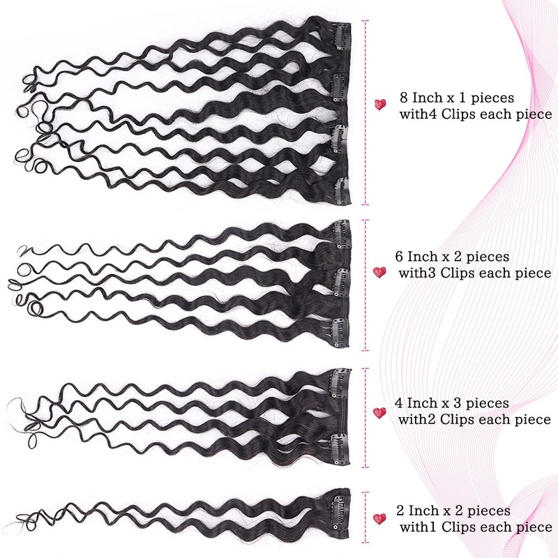 Fulang Hair Kinky Curly Clip-In Real Hair Extensions, 40 cm,