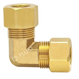 (1) EZ-Fluid 5/8" Compression 90 Degree Elbow,Lead-Free Brass Union Coupling Fittings Connector,Compression Tube Fitting Safe for Drinking water Plumbing