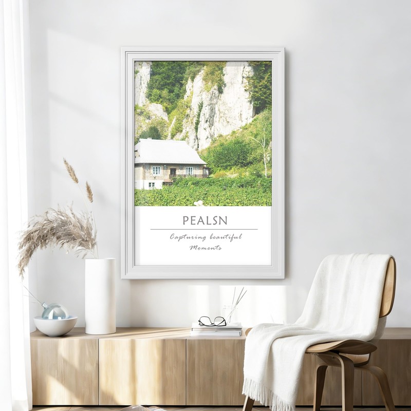 Solid Wood 24x36 Poster Frame, White for Wall Mounting Display.