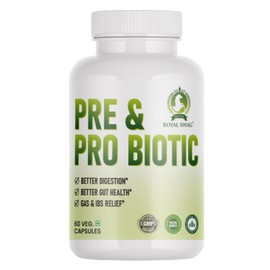 ROYAL SWAG Probiotic and Prebiotic Capsules - Pre + Probiotic for Women and Men Gut Health Support for Digestive Wellness- Vegan, Non-GMO, Gluten Free - 60 Caps (60 Day Servings)