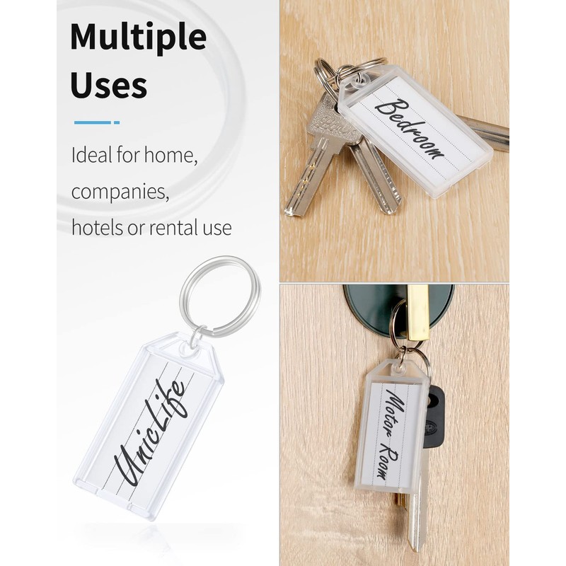 Uniclife 200 Pieces Key Tags 2 Inch Plastic Key Chain