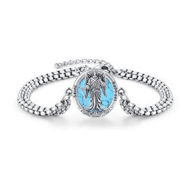 REDSUN Religious Protector Bracelet 925 Sterling Silver Saint Christopher/Saint Raphael/St Benedict/Celtic Knot Bracelet Retro Gifts Religious Jewellery for Men Women, Sterling Silver