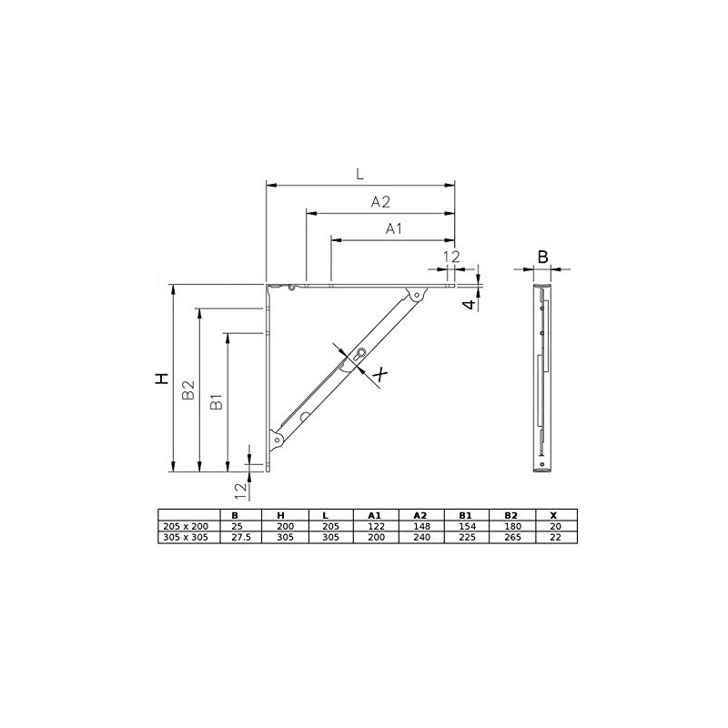 So-Tech® Folding Shelf Brackets 205 x 200 x 25 mm