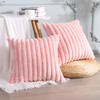 Sungeek Set of 2 Pink Faux Rabbit Fur Cushion Covers