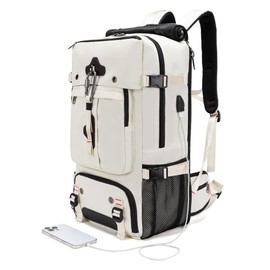 ODSSTAIPS Backpack for Traveling On Airplane,Expandable Carry On Laptop Backpack for Men and Women,Outdoor Travel Bag,White
