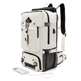 ODSSTAIPS Backpack for Traveling On Airplane,Expandable Carry On Laptop Backpack for Men and Women,Outdoor Travel Bag,White