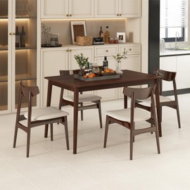 Giantex Dining Table, Rectangular Kitchen Table for 4 People, 48 Inch Dinner Table with Rubber Wood Legs, Farmhouse Dinette Table for Small Space, Apartment, Dining Room Table, Load 220 LBS (Walnut)