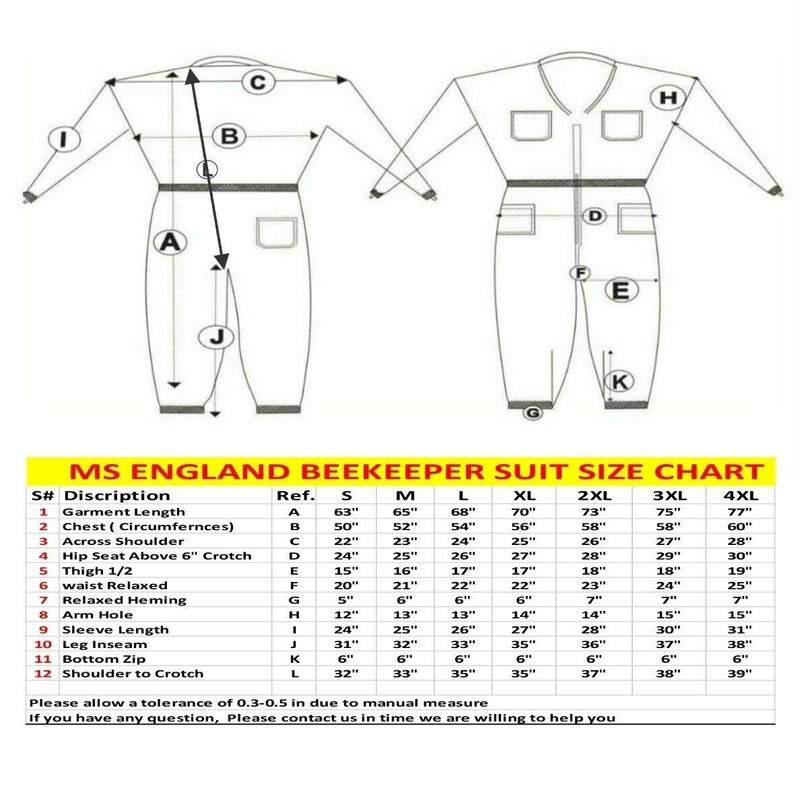 MS Bee Suit Cotton Beekeeper Suit with Fencing Veil One