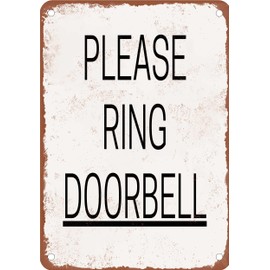 METAL SIGN - Please Ring Doorbell - Vintage Rusty Look