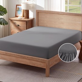 Sonive Fitted Sheet, Soft and Breathable Bed Sheet, 30 cm Deep Pocket, Skin-friendly, Machine Washable, for Teenagers, Dark Grey, 140 x 200 cm