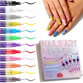 12 Rotuladores para Uñas 3D Secado Rápido, Decoración Nail Art Manicura