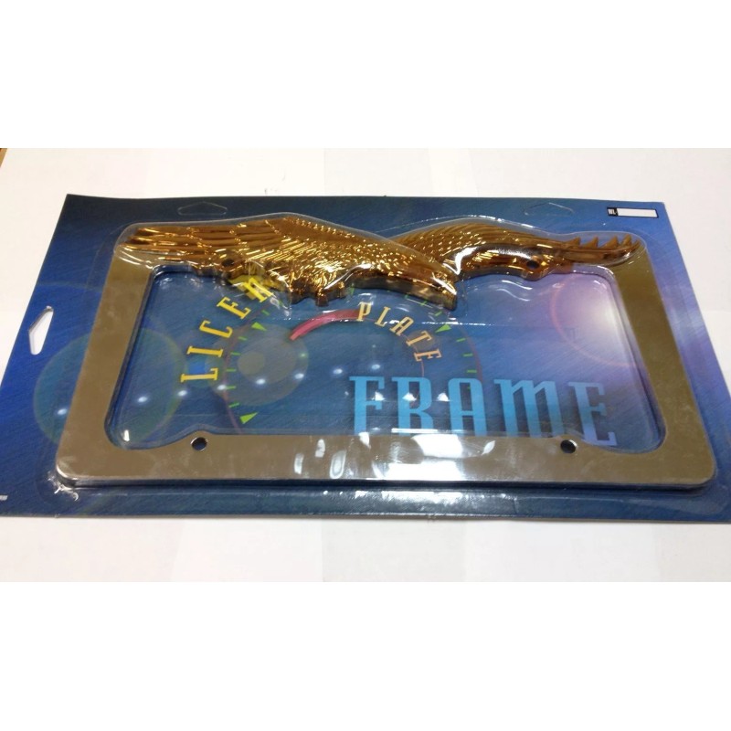 SPL EAGLE CHROME/GOLD METAL LICENSE PLATE FRAME LPF-476C/G