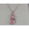 Solid 925 Sterling Silver Stone set Cat Pendant & 18"
