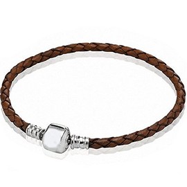 Sexy Sparkles Genuine Real Braided Leather Bracelet - Brown 7.0"