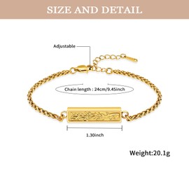 XSMZB Tree of Life Cube Urn Bracelet for Ashes Adjustable Link Bracelet Keepsake Ashes Bangle Women Men Memorial Cremation Jewelry(Gold)