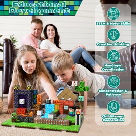 Magnetic Blocks - 200PCS Magnetic Blocks with 6 Base Plate, Magnetic Building Blocks for Kids Ages 4 5 6 7 8, Stacking Magnets for Kids, Christmas Birthday Gifts for 3-10 Year Old Boy Girls, STEM Toys