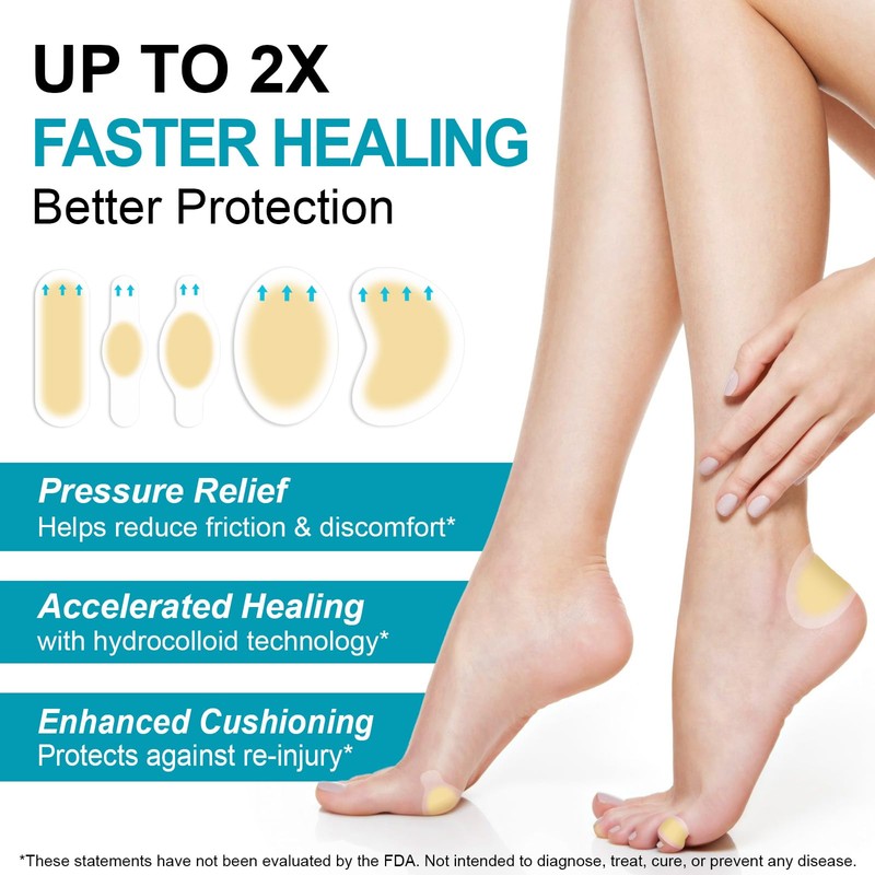 Blister Plasters for Feet - 30ct Mixed Size Hydrocolloid Gel