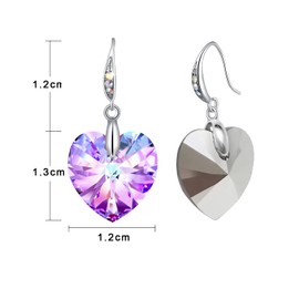 Women's Heart Crystals Earrings Drop Dangle Fish Hook Earrings for Birthday Anniversary Christmas Mother's Day Valentine's Day, Gifts for Her