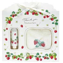 Cozy Company 172550 Strawberry BE Hand Cream & Handkerchief Set, W 9.8 x D 9.8 inches (250 x 250 mm)