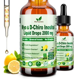 Myo & D-Chiro Inositol Supplement For Women, 40:1 Ratio Inositol Complex w. Multivitamin Chasteberry for Hormone Balance, Ovarian & Cycle Health* Liquid Drops 6x Stronger than Pills Powder