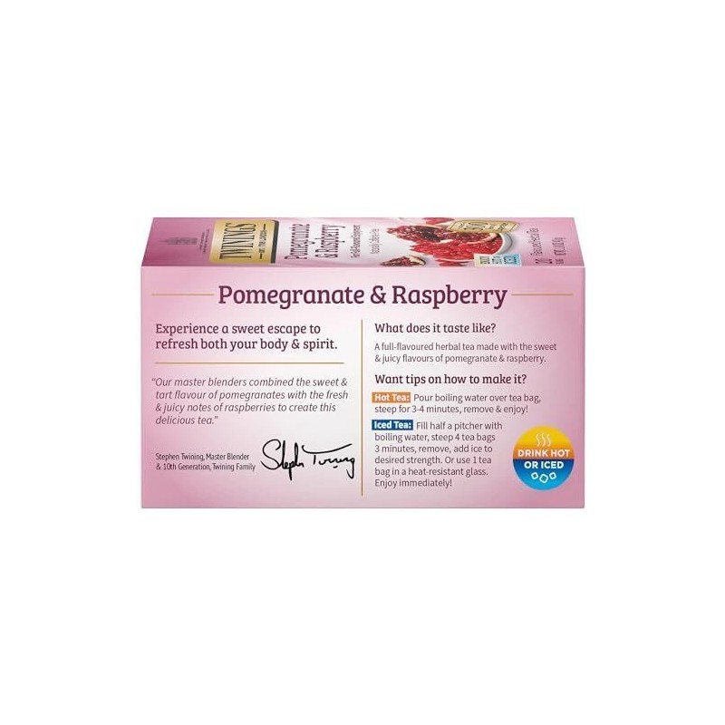 Twinings Pomegranate Raspberry Herbal Tea 20 Count Pack of 6