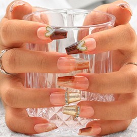 Sethexy Rhinestone Handmade Fake Nail Glitter Cat Eye Long Coffin Press on Nails 3D Bow Crystals False Nail Salon Durable Quality Nails for Women and Girls (P)